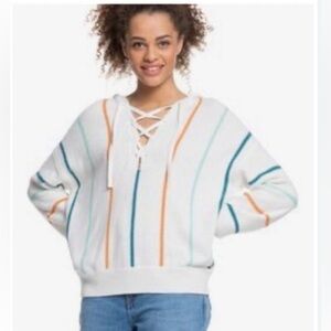 🌸ROXY BAY OF RAINBOWS STRIPPED HOODED SWEATER SIZE XS🌸